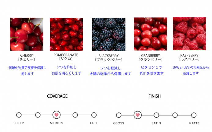ピュア フルーツピグメント リップ＆チークティント
1.シムリーストロベリー Shimmery Strawberry